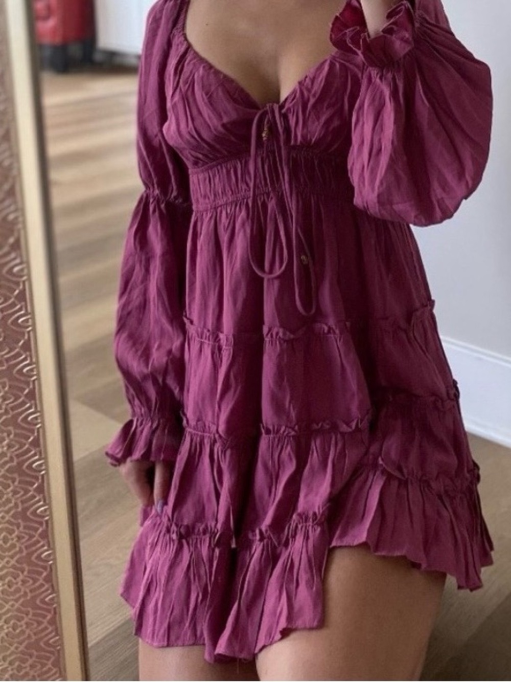 Mustard Seed Berry Pink Tiered Peasant Tunic